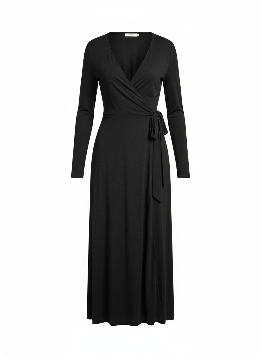 Black Wrap Dress Long Sleeves
