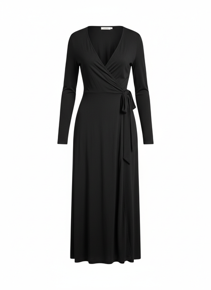 Black Wrap Dress Long Sleeves