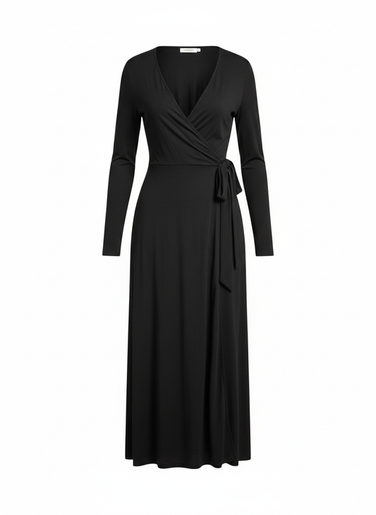 Black Wrap Dress Long Sleeves