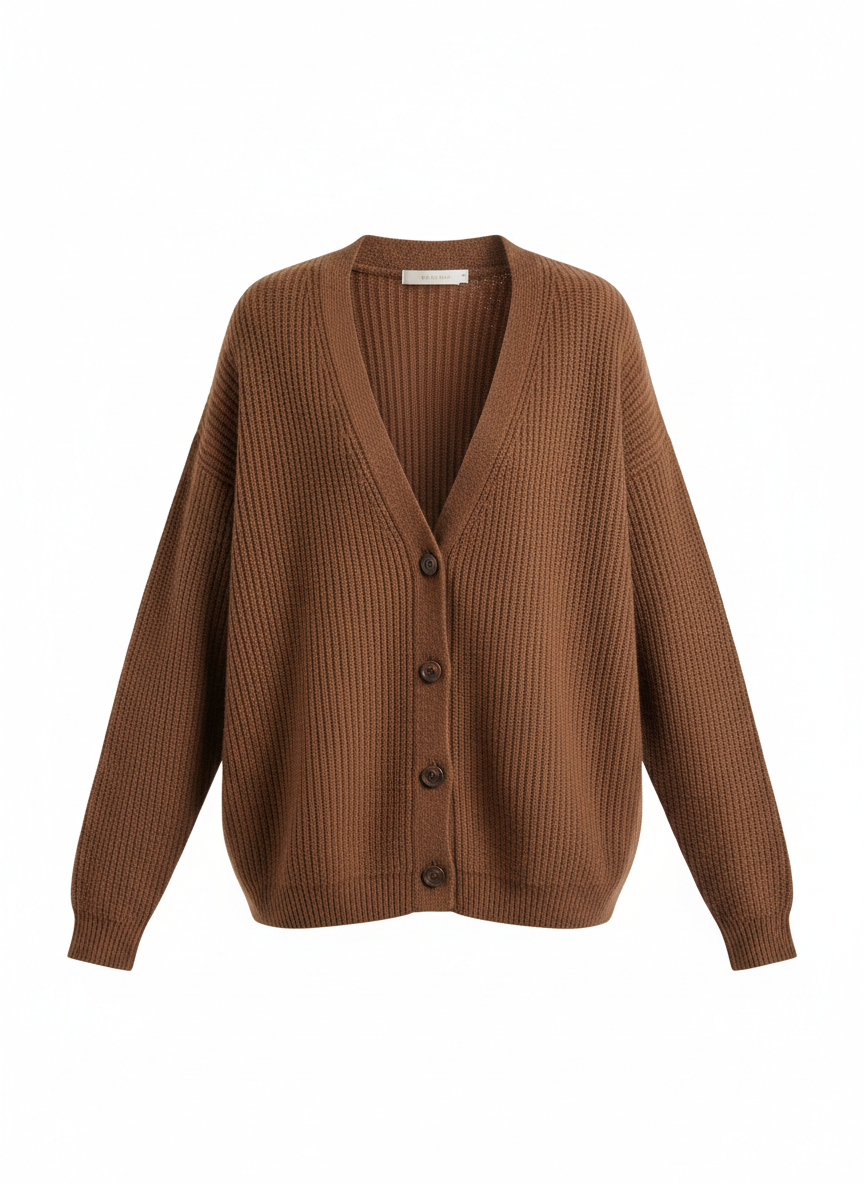 Brown Ribbed Cardigan