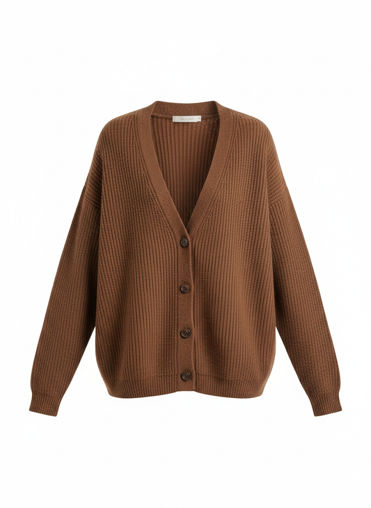 Brown Ribbed Cardigan