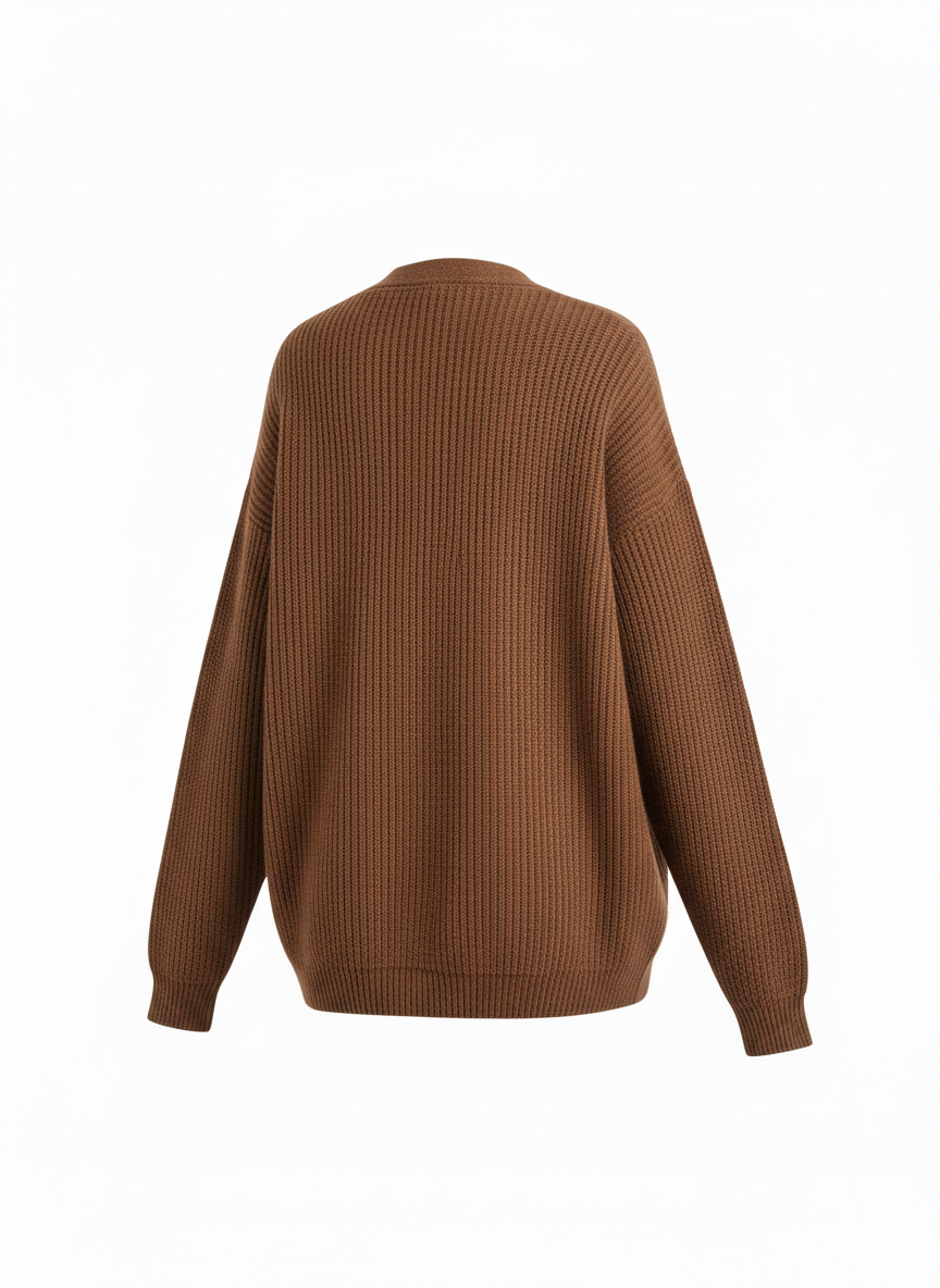 Brown Ribbed Cardigan