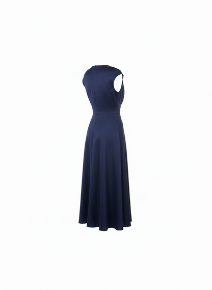 Navy Midi Dress V-Neck