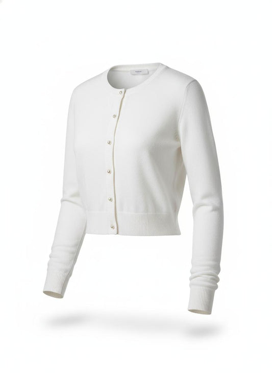 White Cropped Cardigan
