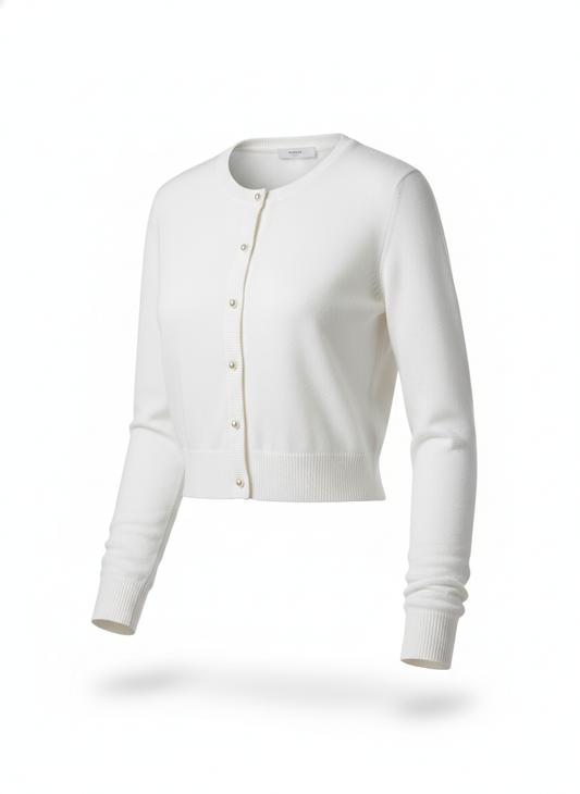 White Cropped Cardigan